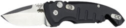 Hogue 24120 A01  1.95" Folding Drop Point Plain Stone Tumbled 154CM SS Blade/Matte Black Aluminum Handle