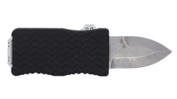 Schrade 1135969 Uproar  Automatic Mini 1.90" OTF Dagger Plain Satin D2 Steel Blade, Black Textured Aluminum Handle