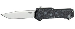 Hogue 34039 Compound  3.50" OTF Clip Point Plain Stone Tumbled CPM 30CV SS Blade. G-Mascus Black Aluminum/G10 Handle