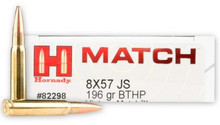 Hornady 8x57 JS Ammunition Vintage Match 82298 196 Grain Hollow Point Boat Tail 20 Rounds