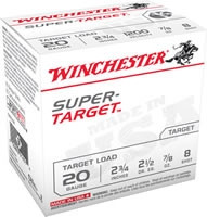 Winchester 20 Gauge Ammunition Target TRGT208 2-3/4" 7/8oz #8 shot 1200 FPS CASE 250 rounds